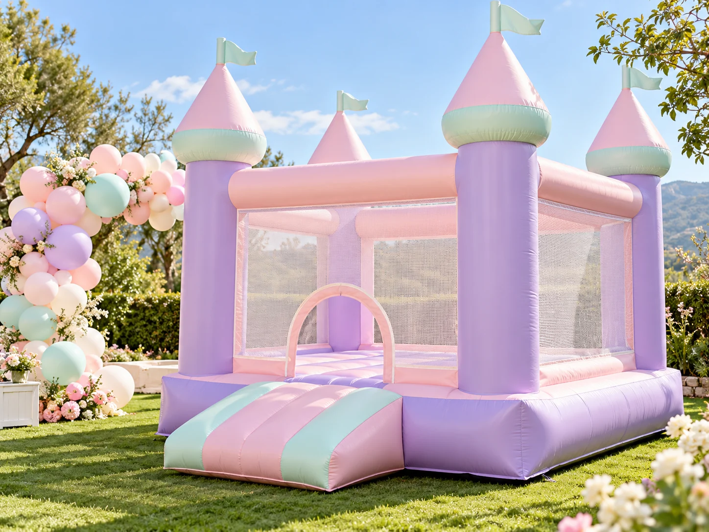 Illustrative pastel celebration castle